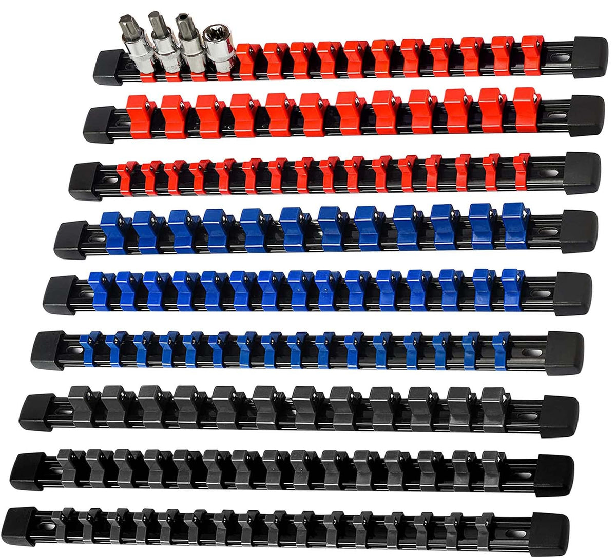 AMM socket-rail blue displaying neatly organized sockets for easy access.