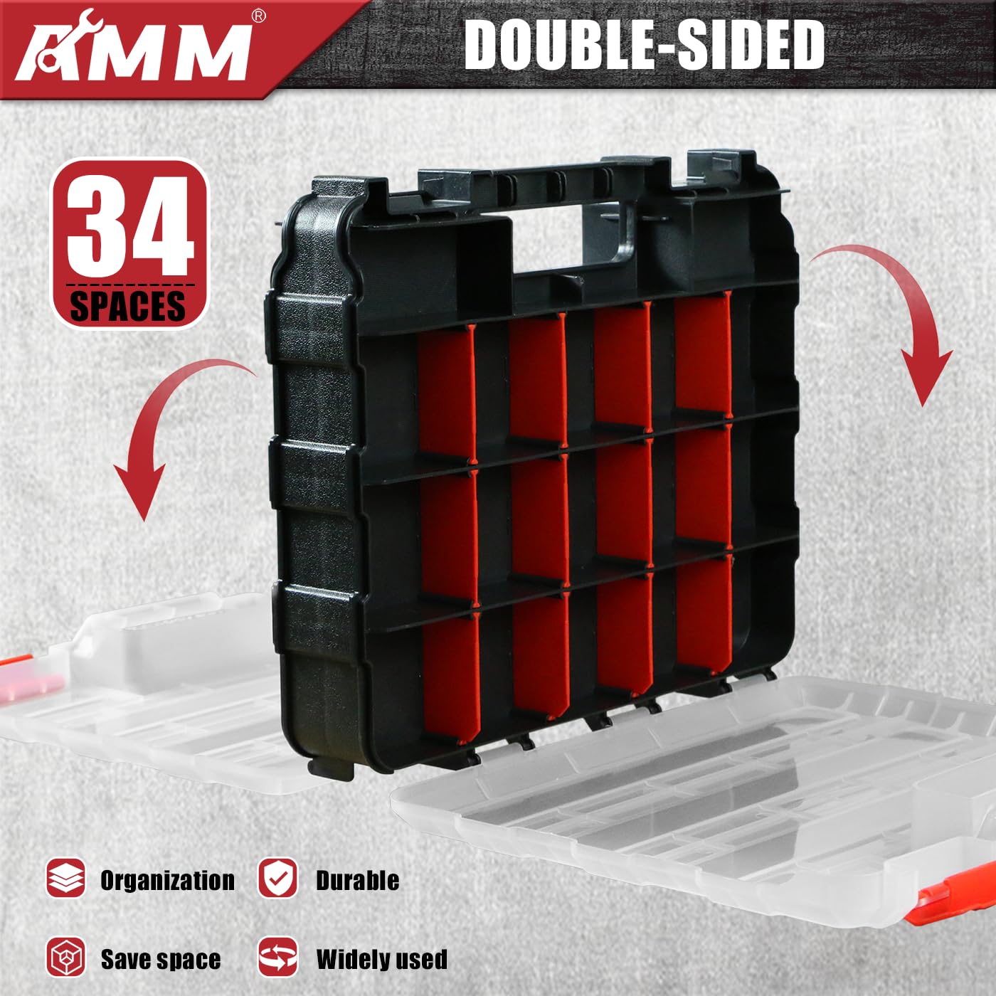 AMM Tool Box with 34 compartments maximizes organization for small parts