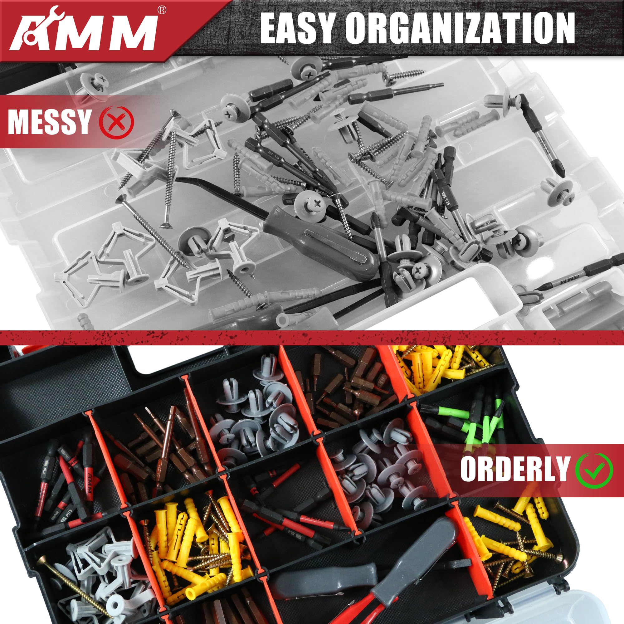AMM Tool Box red safety clasp keeps items secure