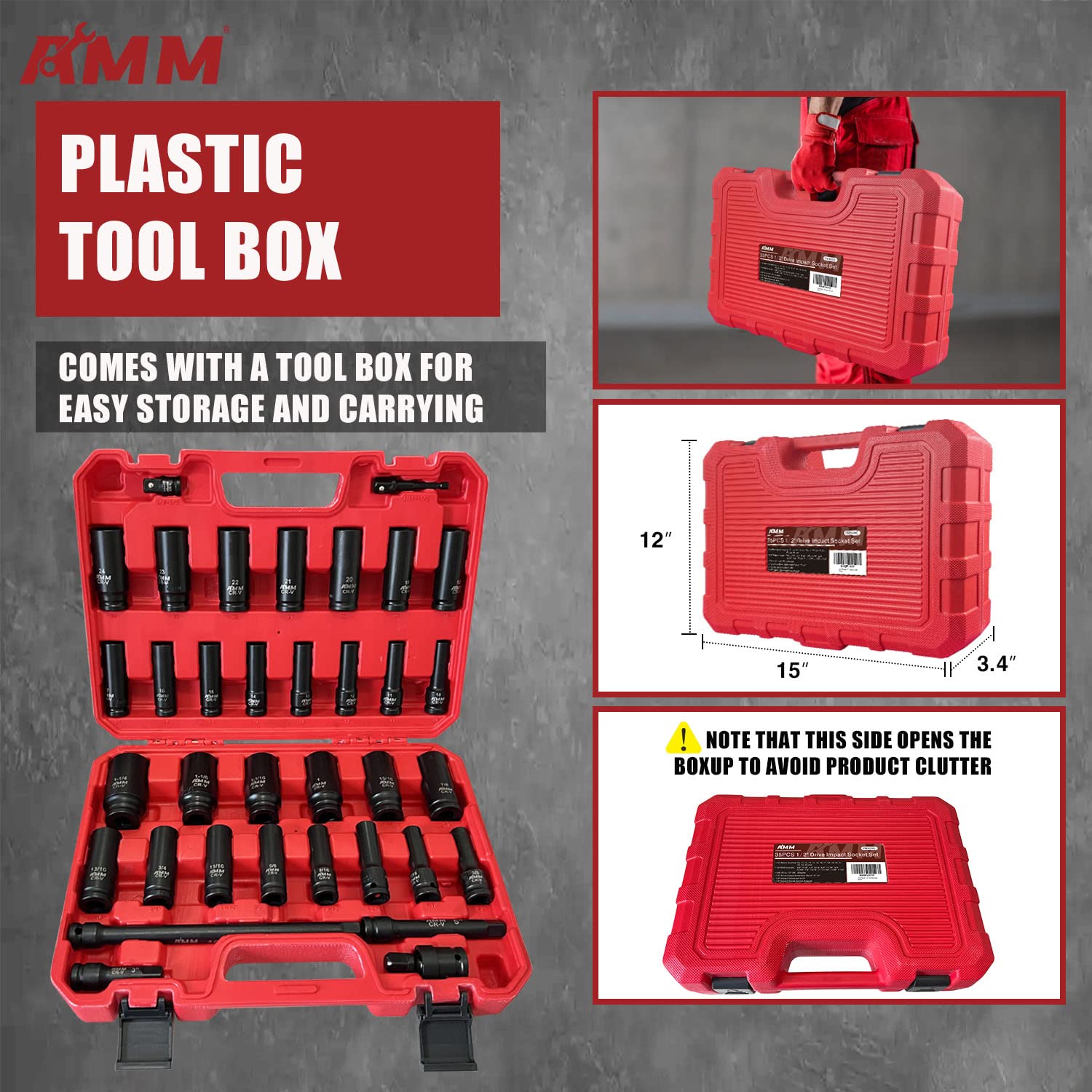 AMM compact toolbox stores all 35 pieces neatly