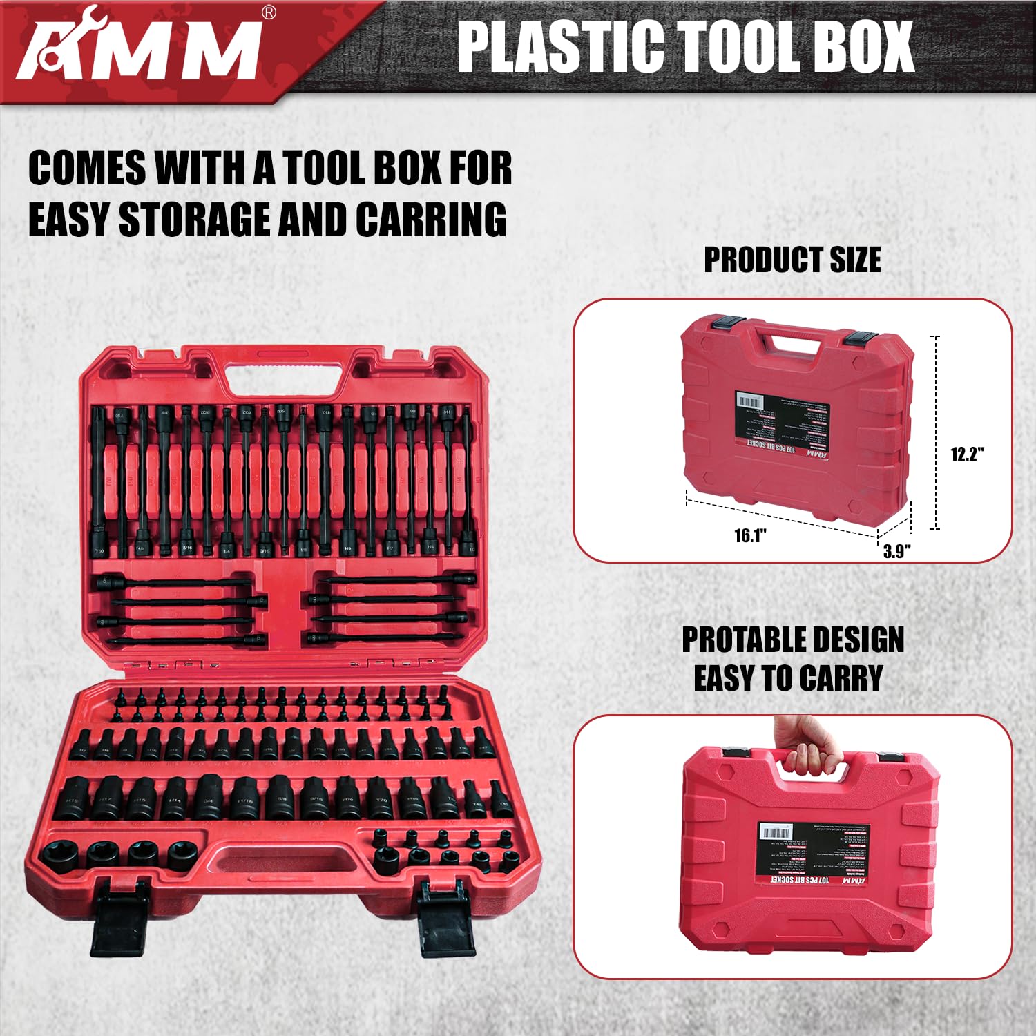 AMM diverse bit socket range supports bikes, cars, appliances, and machinery.