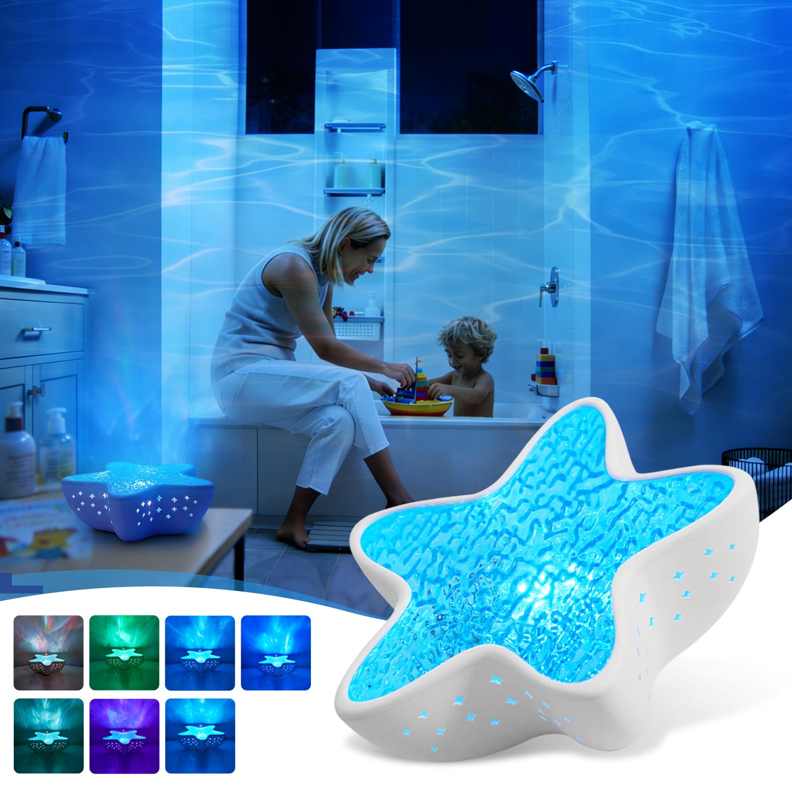 AmmToo Northern Lights Projector bedroom ambience provides colorful, gentle lighting for evenings.