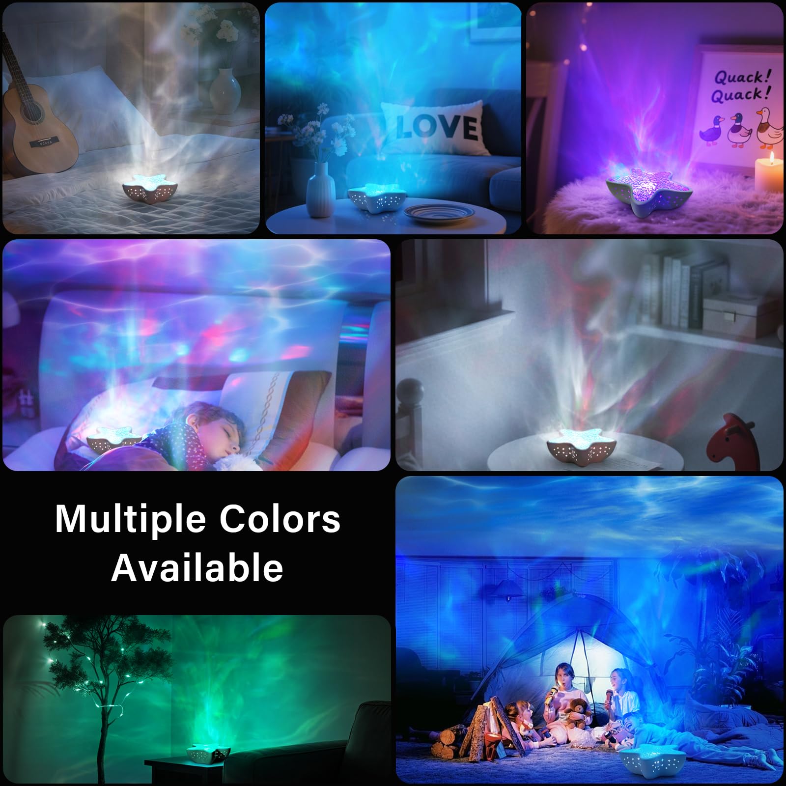 AmmToo Northern Lights Projector versatile setup suits bedrooms, dorms, classrooms, and gatherings.