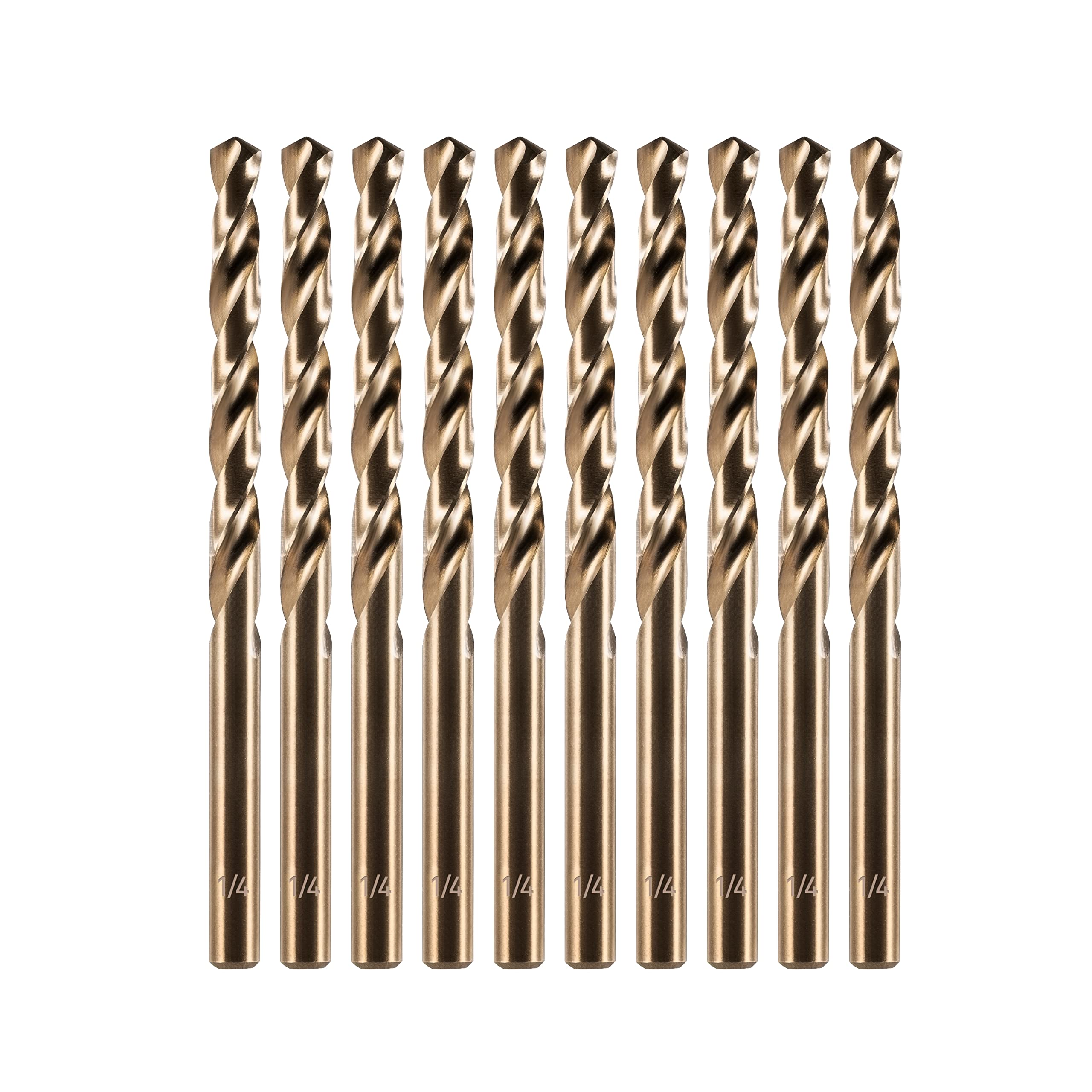 Amoolo cobalt drill bit 1/4 inch set box showing complete kit for versatile metal drilling.