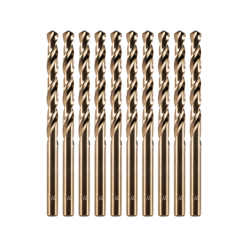 Amoolo cobalt drill bit 1/4 inch set box showing complete kit for versatile metal drilling.