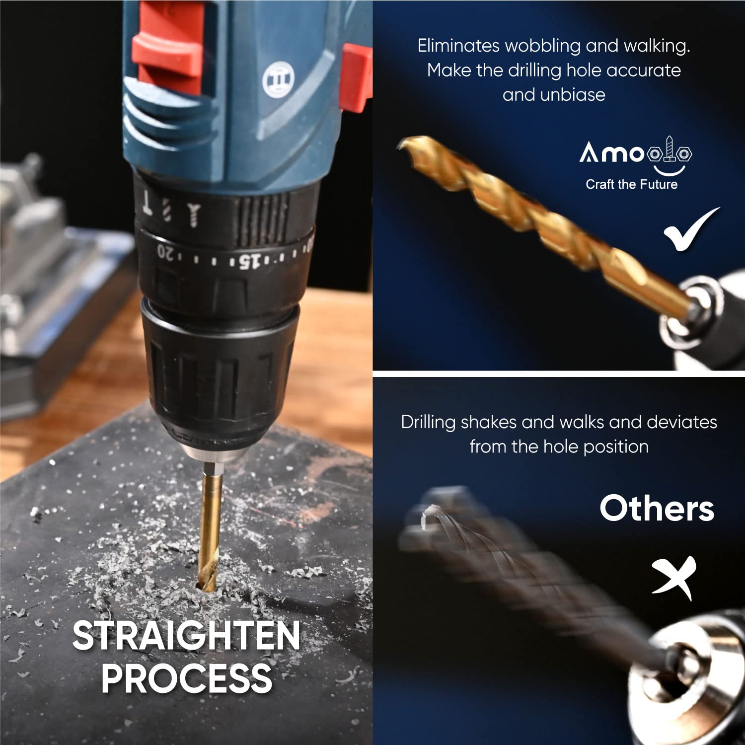 amoolo drill bits designed to reduce wobble and chatter during operation