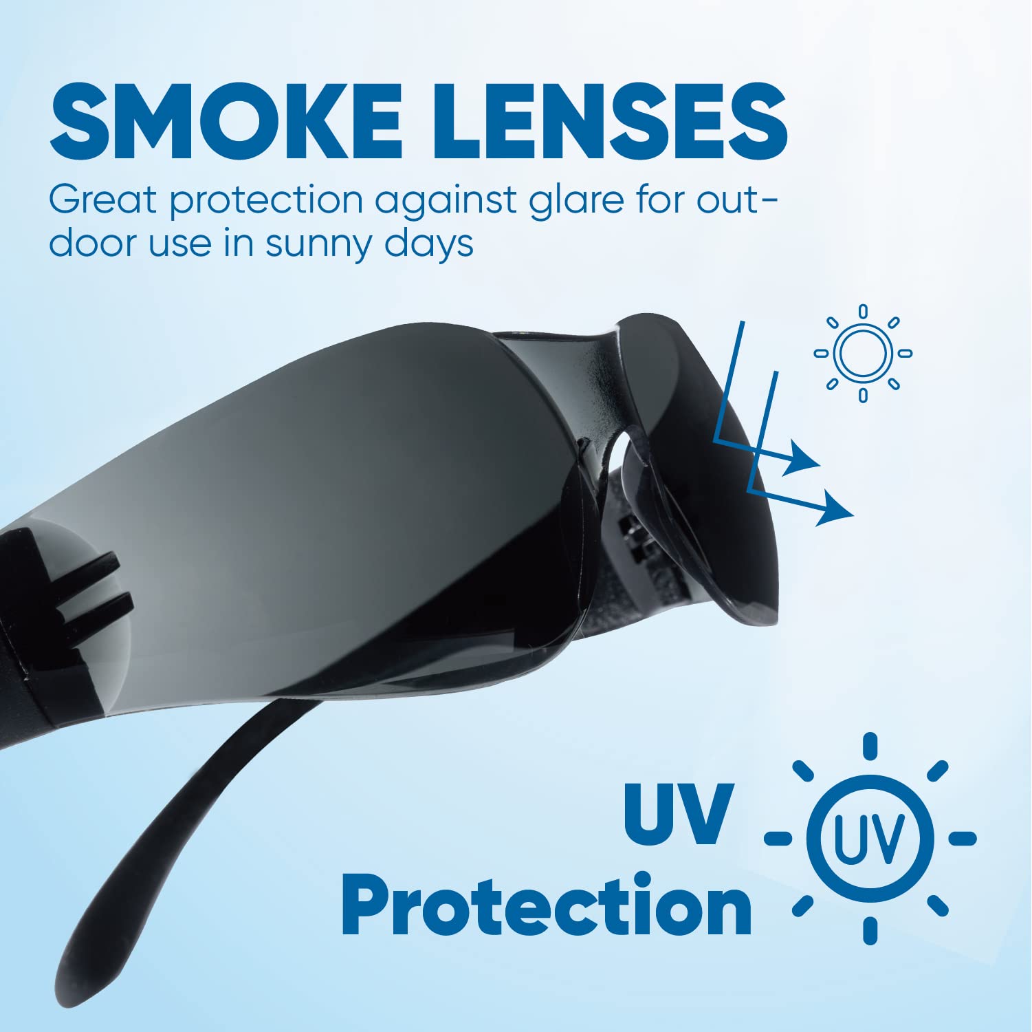 amoolo tinted safety glasses with dark smoke lenses reduce outdoor glare
