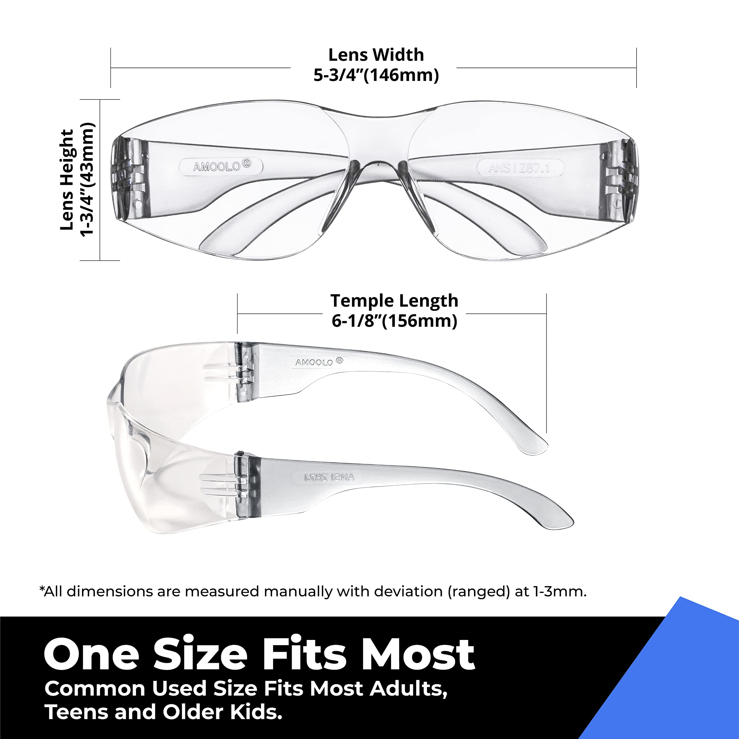 Amoolo UV400 blocking shields eyes from sun and glare during outdoor tasks.