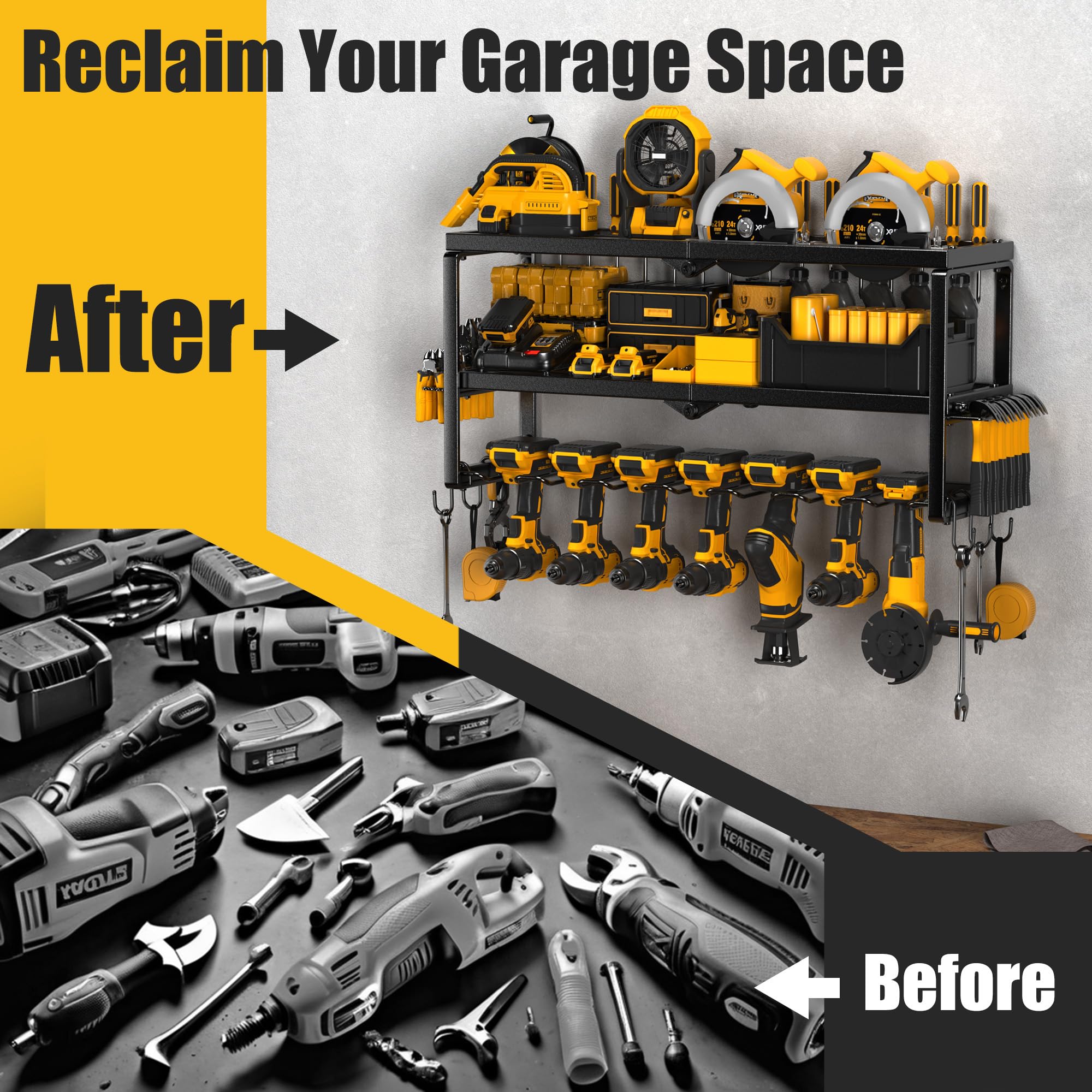 Amoowis middle shelf space for toolboxes and chargers keeps workflows efficient.