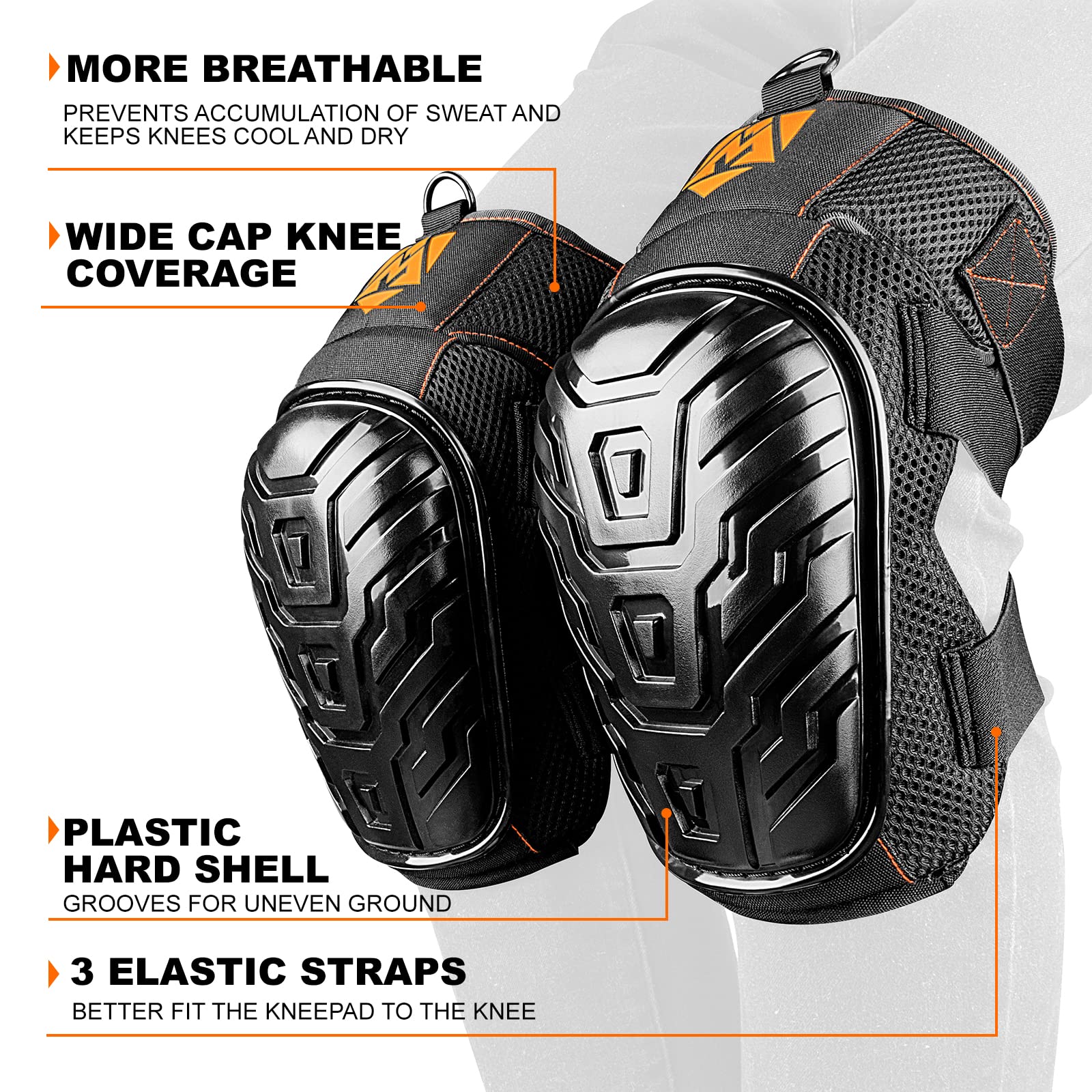 AMPAS knee pads with high-density foam cushion support knees on hard floors