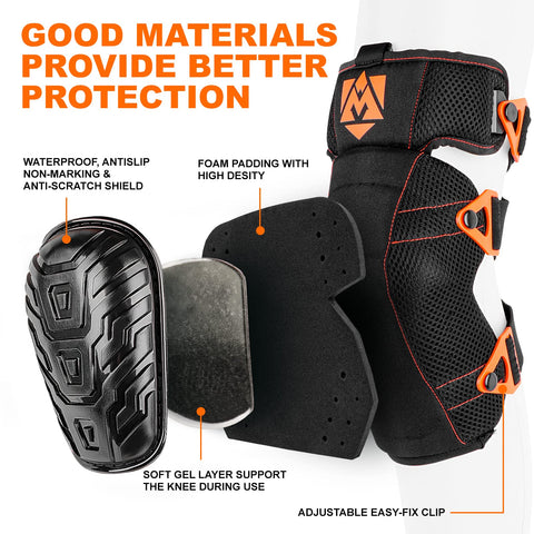AMPAS knee pads with soft gel core provide enhanced comfort during long tasks
