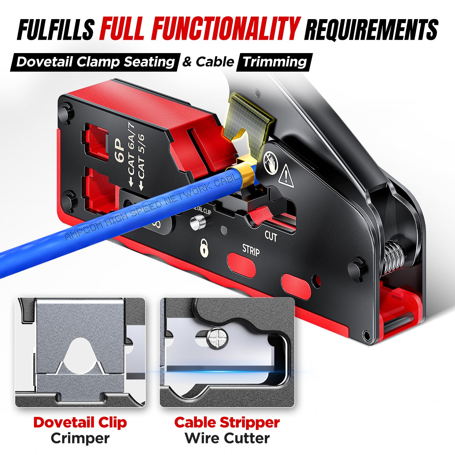 AMPCOM CAT5e-CAT6-CAT7 and RJ11 compatibility showcases versatile use in various setups