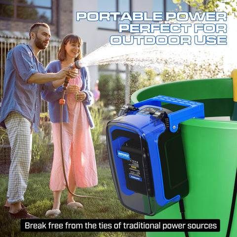 AMPFORCE battery-powered water pump assembly for simple setup