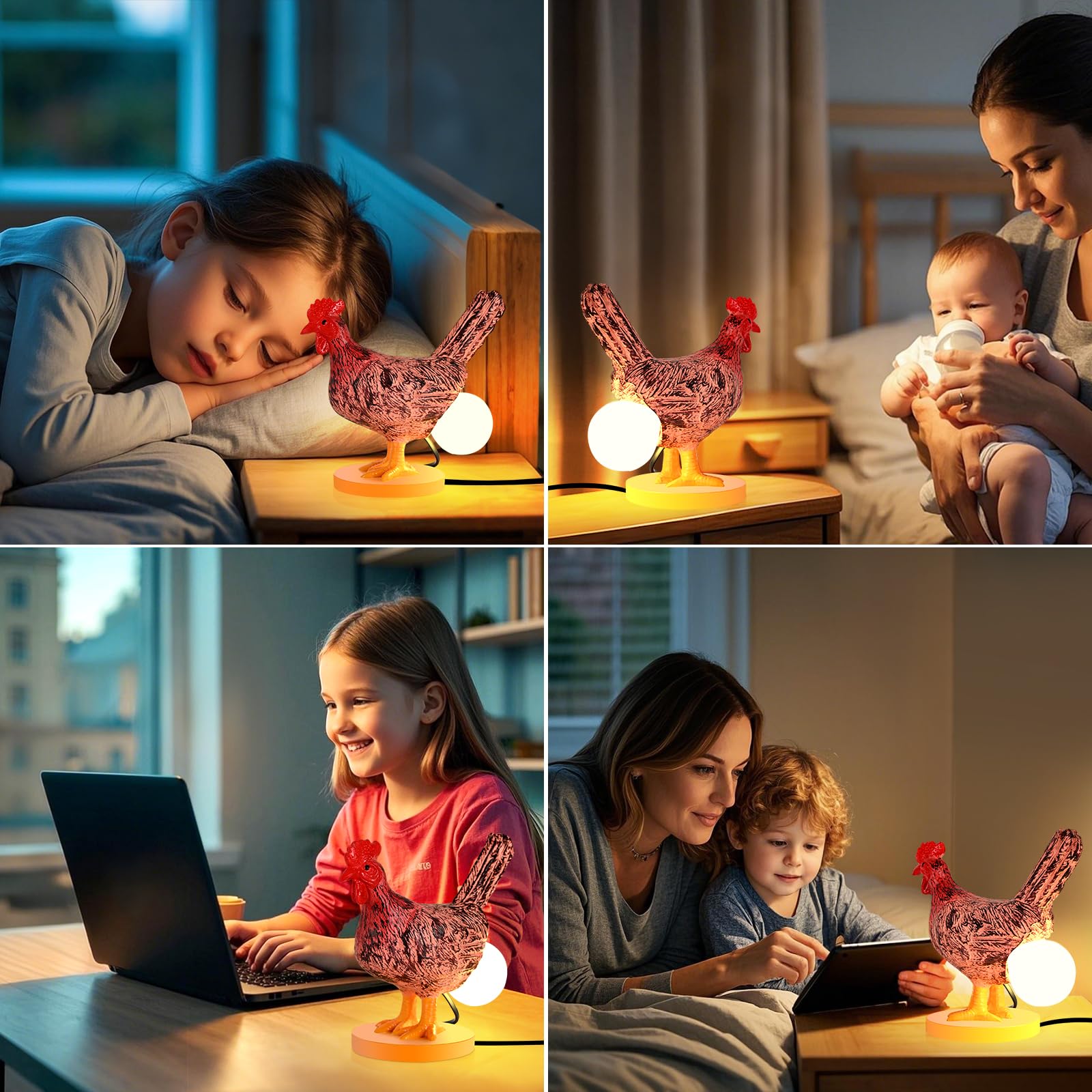 AMPlug in Chicken Egg Lamp with bright E12 bulbs for clear illumination