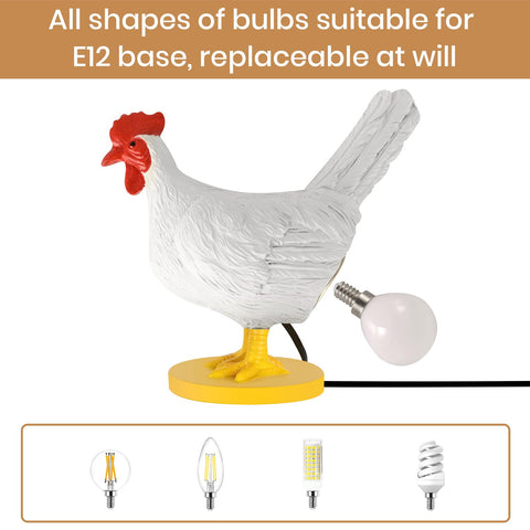 AMPlug in Chicken Egg Lamp highlights bright E12 bulb for cheerful lighting