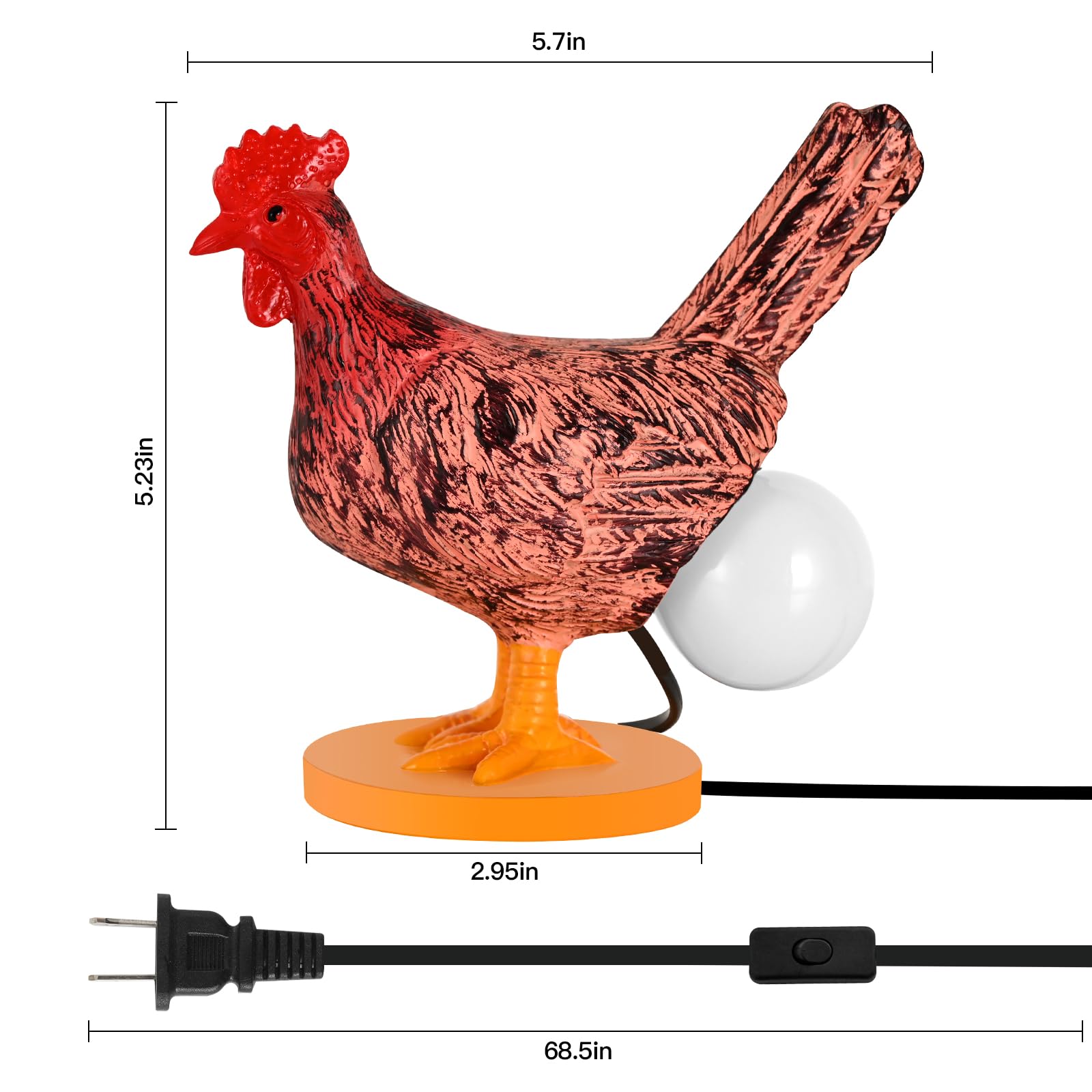AMPlug in Lamp includes a 68.5-inch cord for flexible placement