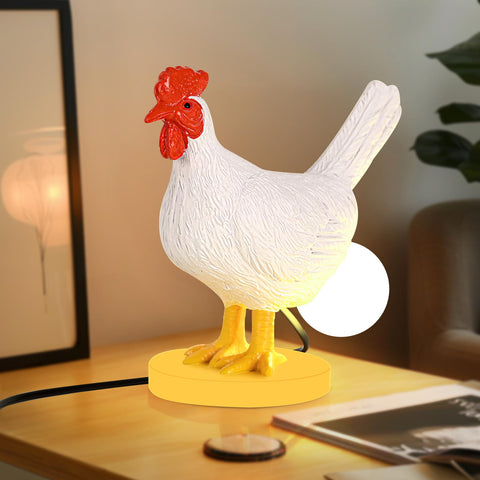 AMPlug in Chicken Lamp with carved feathers detail for refined decor