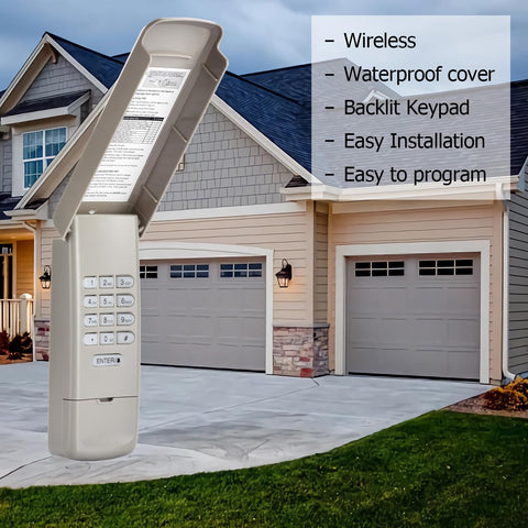 Amtake garage keypad back view with slim profile and compatibility.