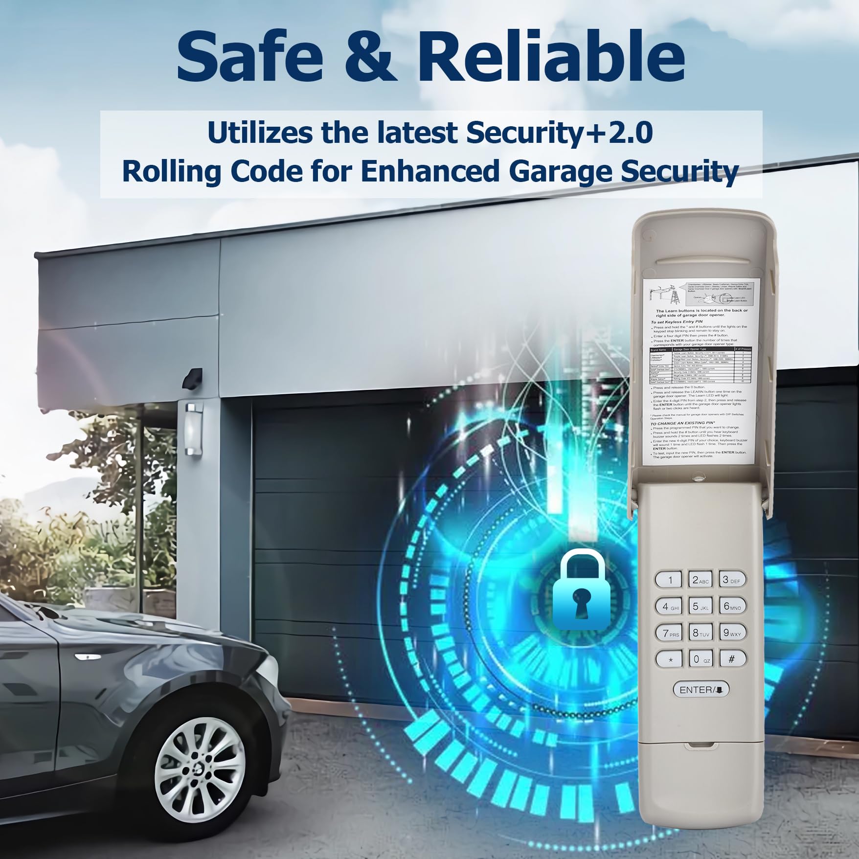 Amtake garage keypad waterproof clamshell for outdoor use.
