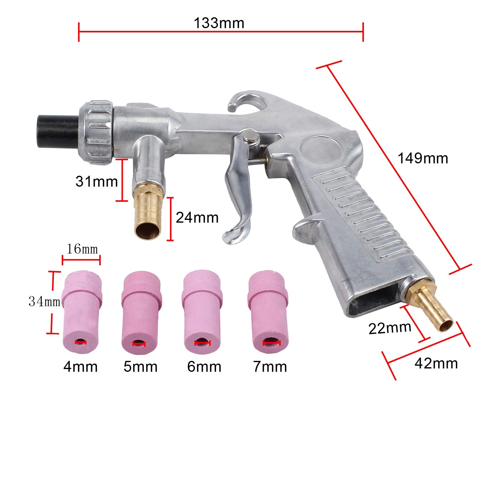 AMTOVL ceramic nozzle four-pack for durable, consistent abrasion