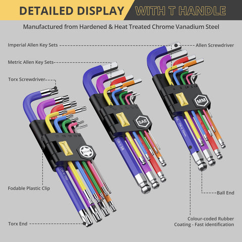 AMTOVL torque-handle hex keys reduce hand strain during fastener work.