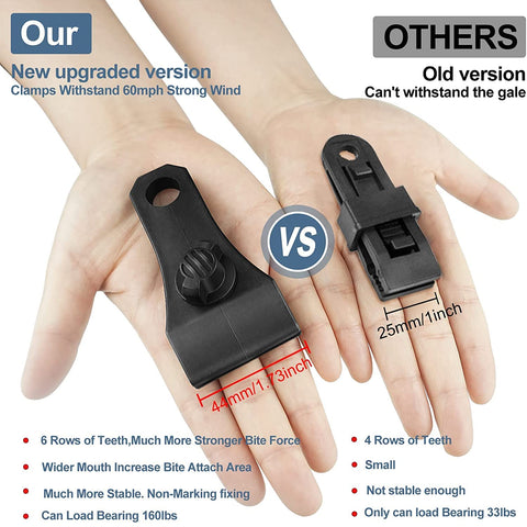 AMURS tarp clips teeth mouth design grips fabric without damage