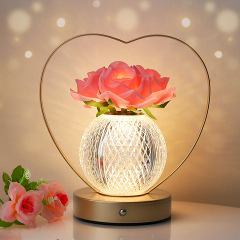 AMWGIMI Rose Flower Lamp closeup of petals for cozy living room ambiance