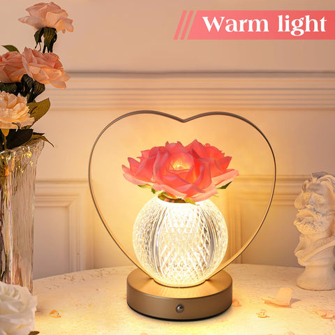 AMWGIMI Rose Flower Lamp with crystal pot detail adds decorative elegance