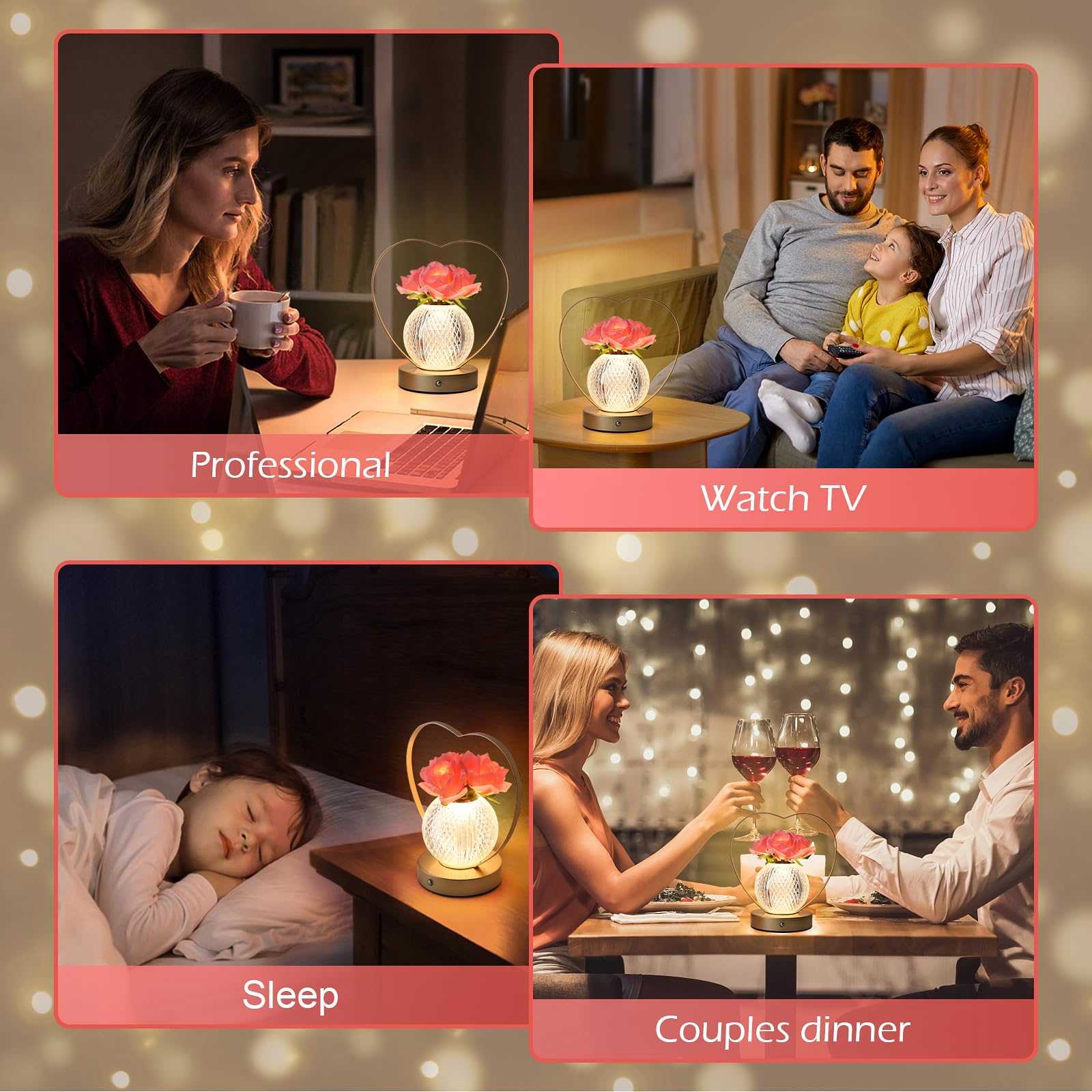 AMWGIMI Rose Flower Lamp touch control for easy color and brightness adjustment