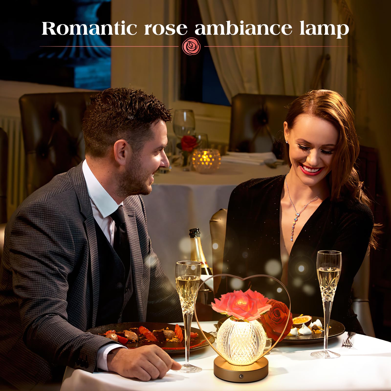 AMWGIMI Rose Flower Lamp USB charging port for convenient recharging