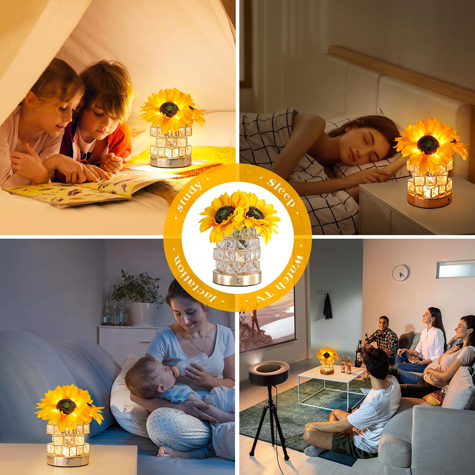 AMWGIMI Sunflowers Flower Lamp rechargeable battery enables wireless use.
