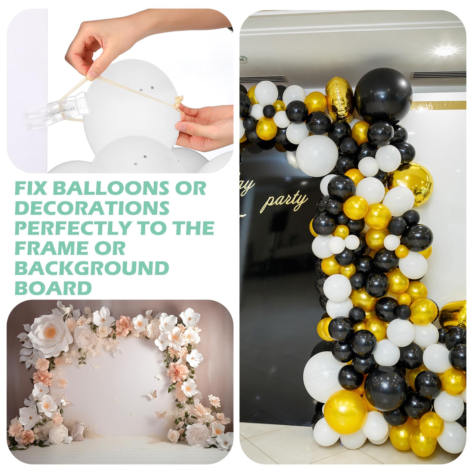 Amyhill clips attach balloons to frames without visible hardware.