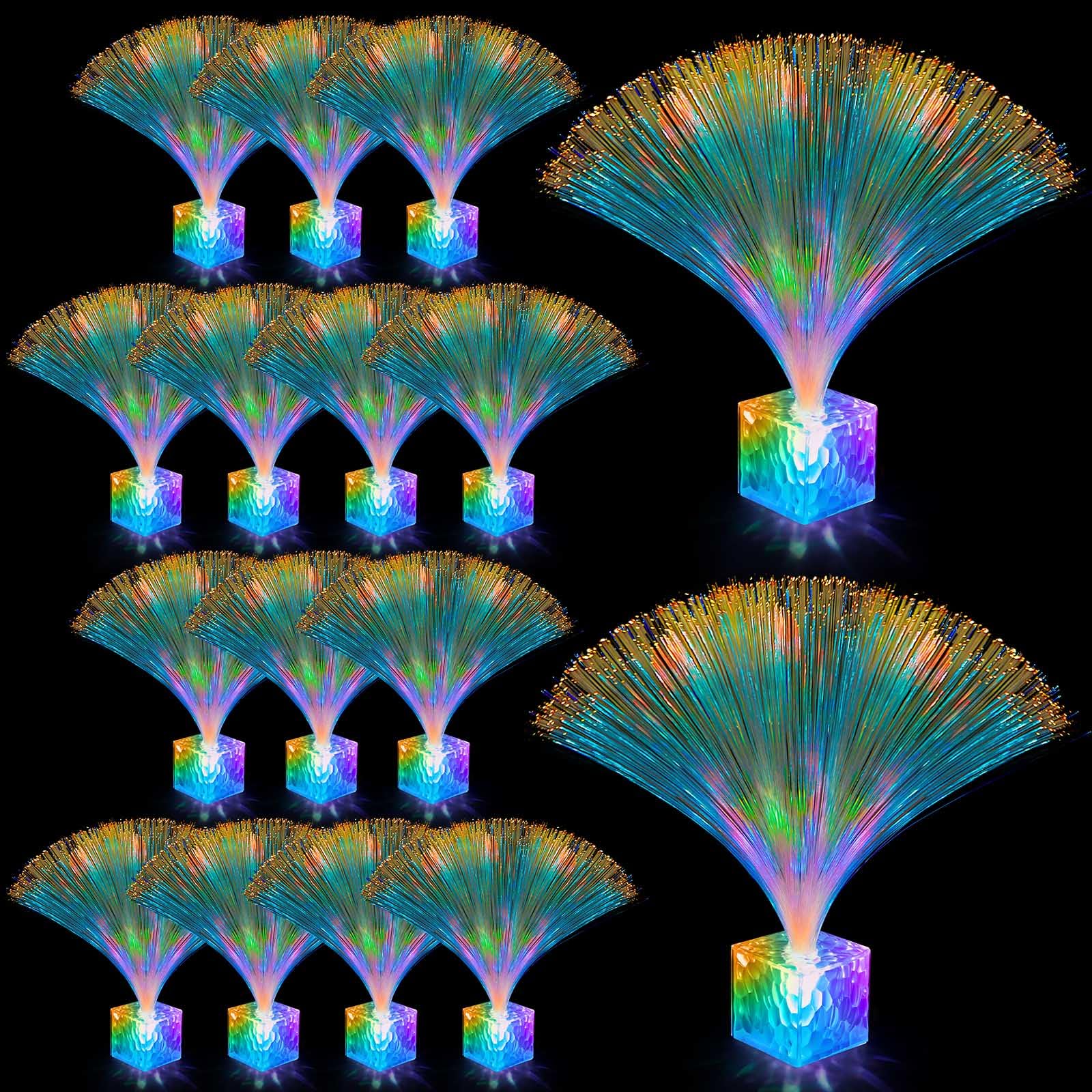 Amylove 16-piece mini fiber optic lamps with bases for festive centerpieces