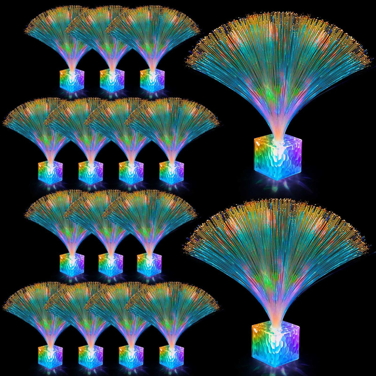 Amylove 16-piece mini fiber optic lamps with bases for festive centerpieces