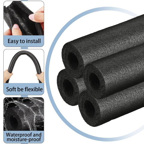 Amylove 3/4-inch black foam insulation protecting outdoor pipes from cold.