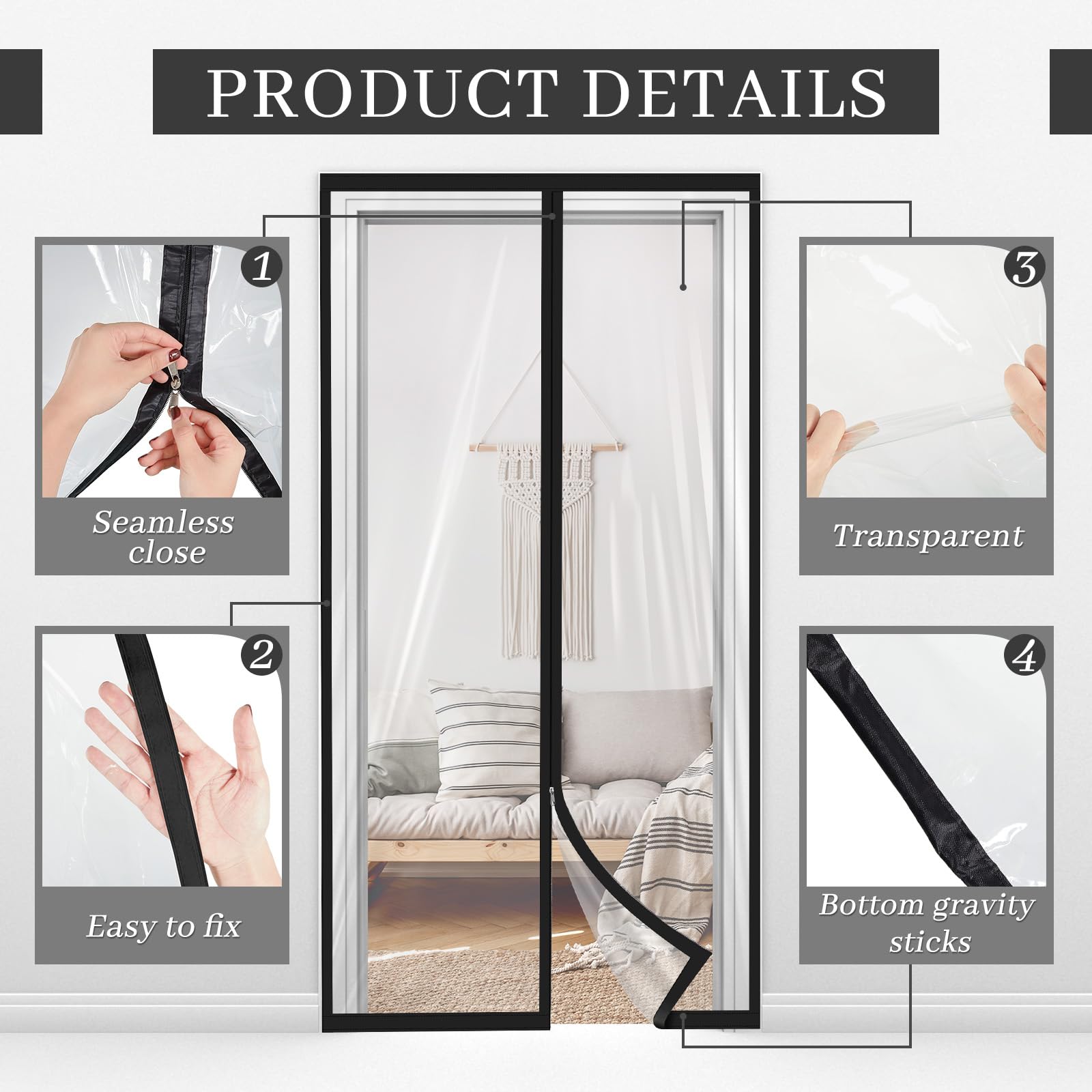Amylove clear EVA dust curtain lets light through while blocking dust