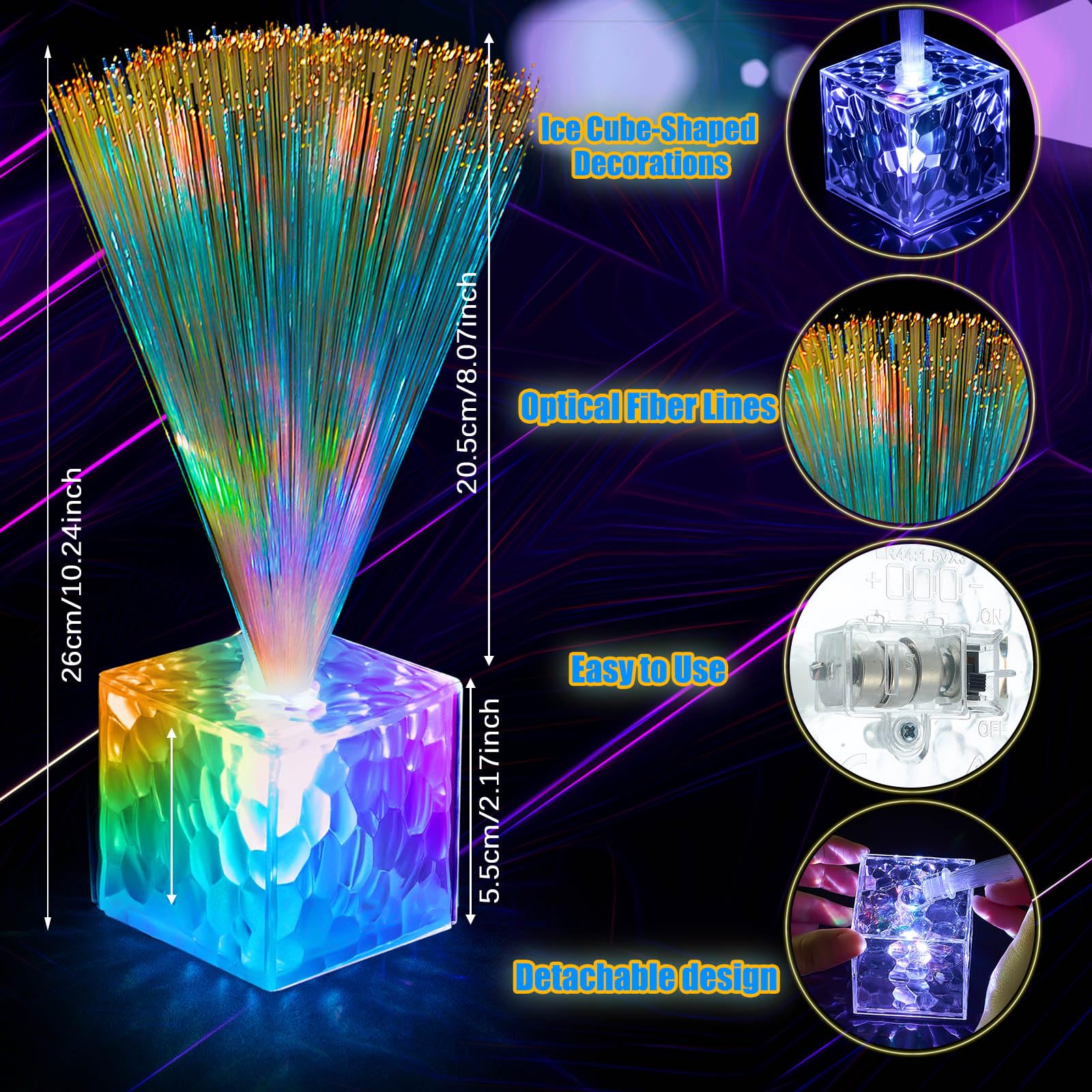 Amylove color-changing fiber optic lamps 9-inch high for dynamic tables