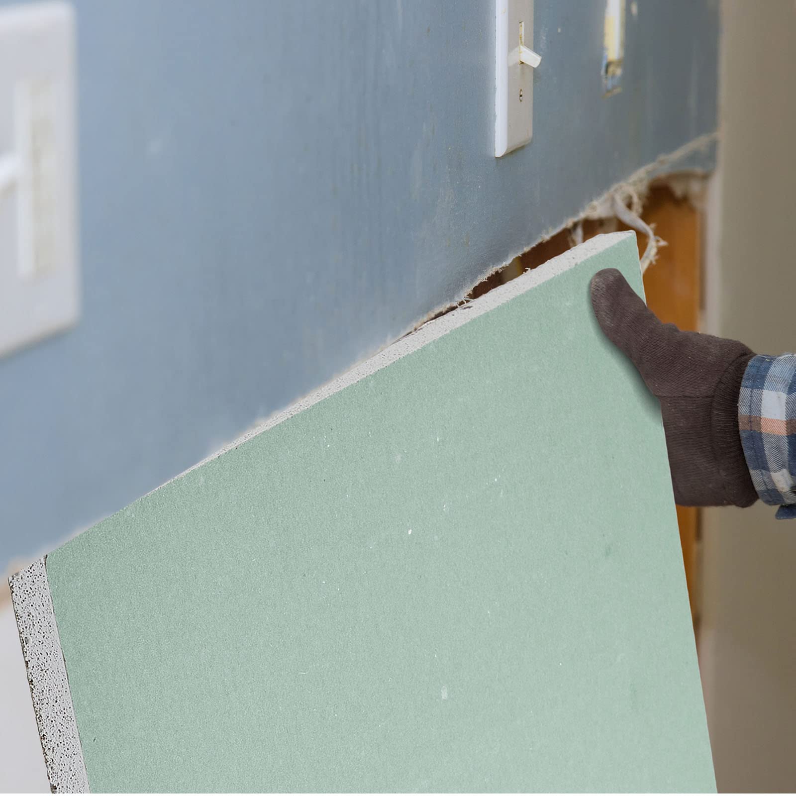 Amylove plasterboard material detail highlights durable, long-lasting repair panels.