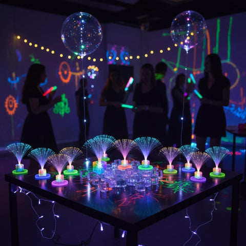 Amylove fiber optic centerpiece lamps glow with shifting colors for romantic events