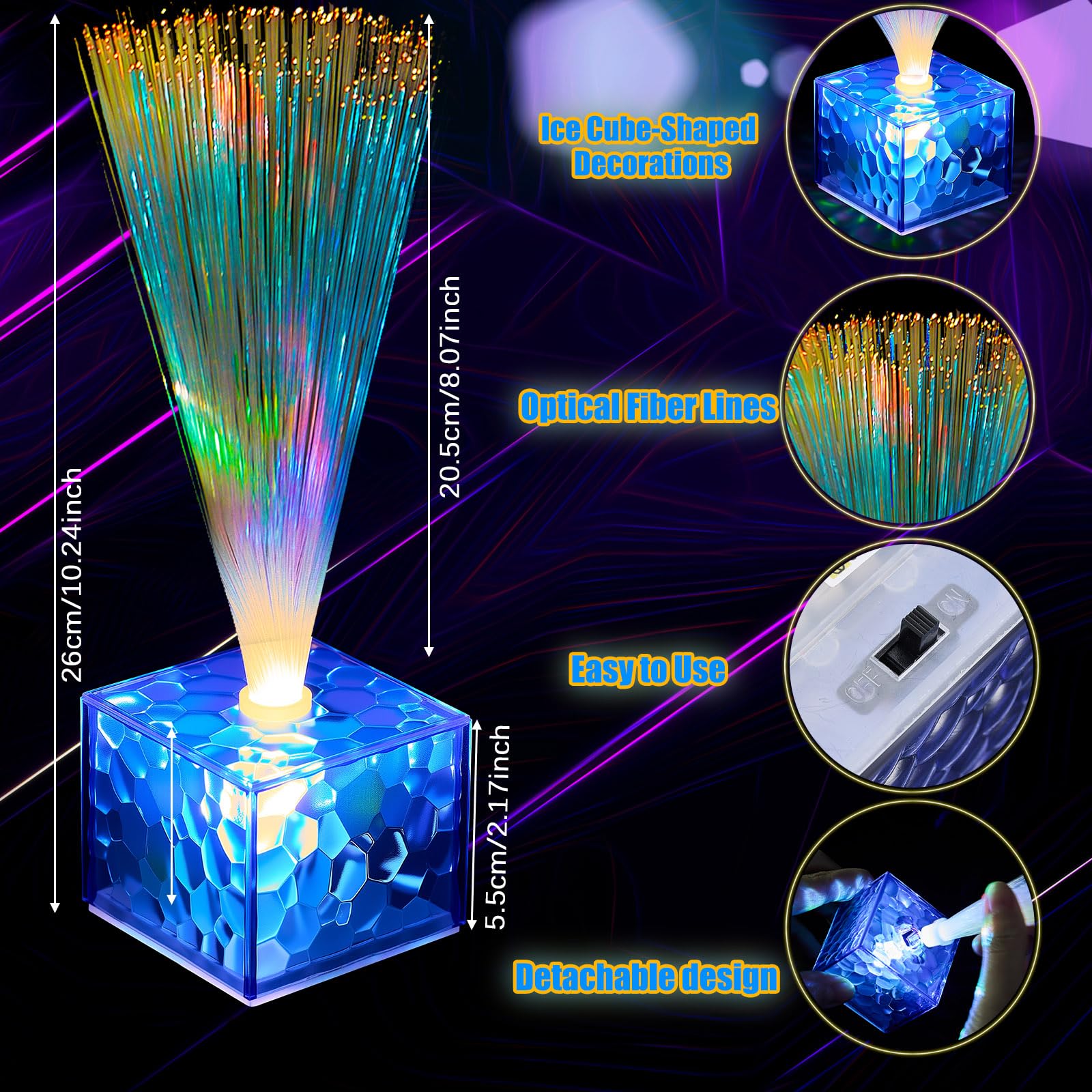 Amylove fiber optic lamps color-changing blue for dynamic table decor.