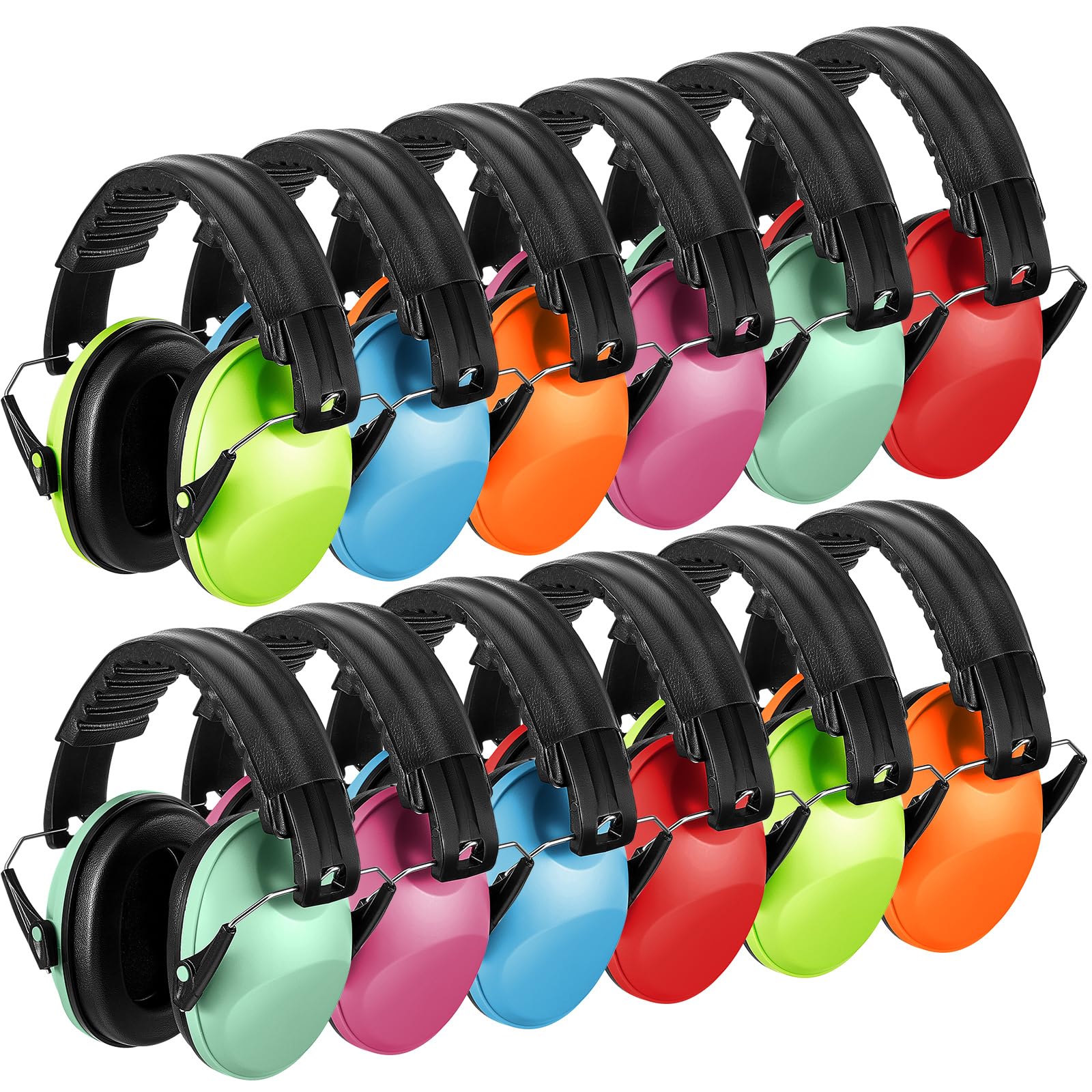 Amylove kids ear muffs 12-pack front view show colorful design for everyday noise reduction