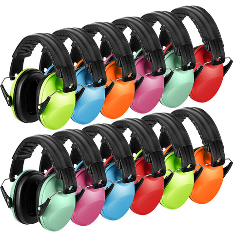 Amylove kids ear muffs 12-pack front view show colorful design for everyday noise reduction