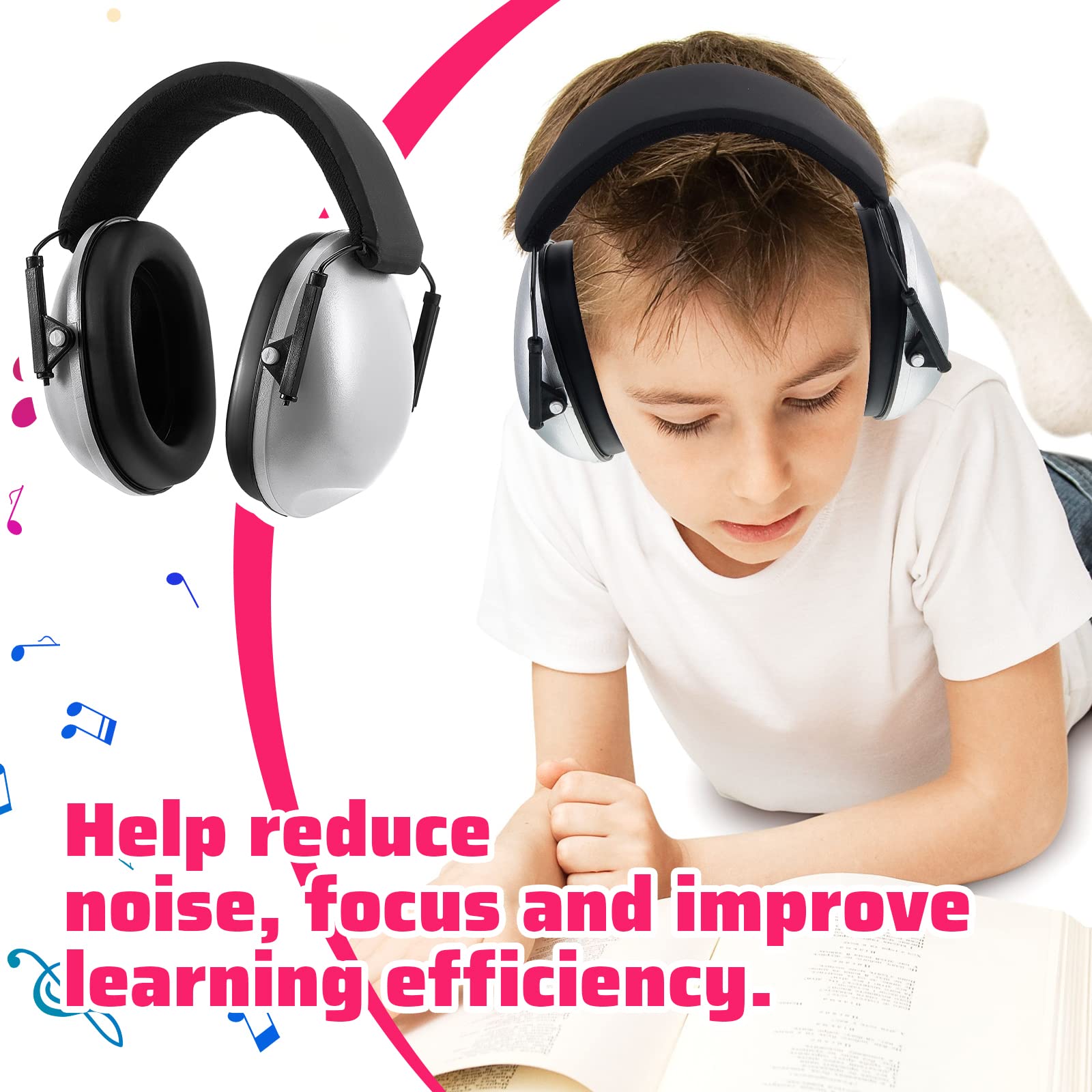 Amylove kids earmuffs in pink; colorful, comfortable, and noise-reducing.