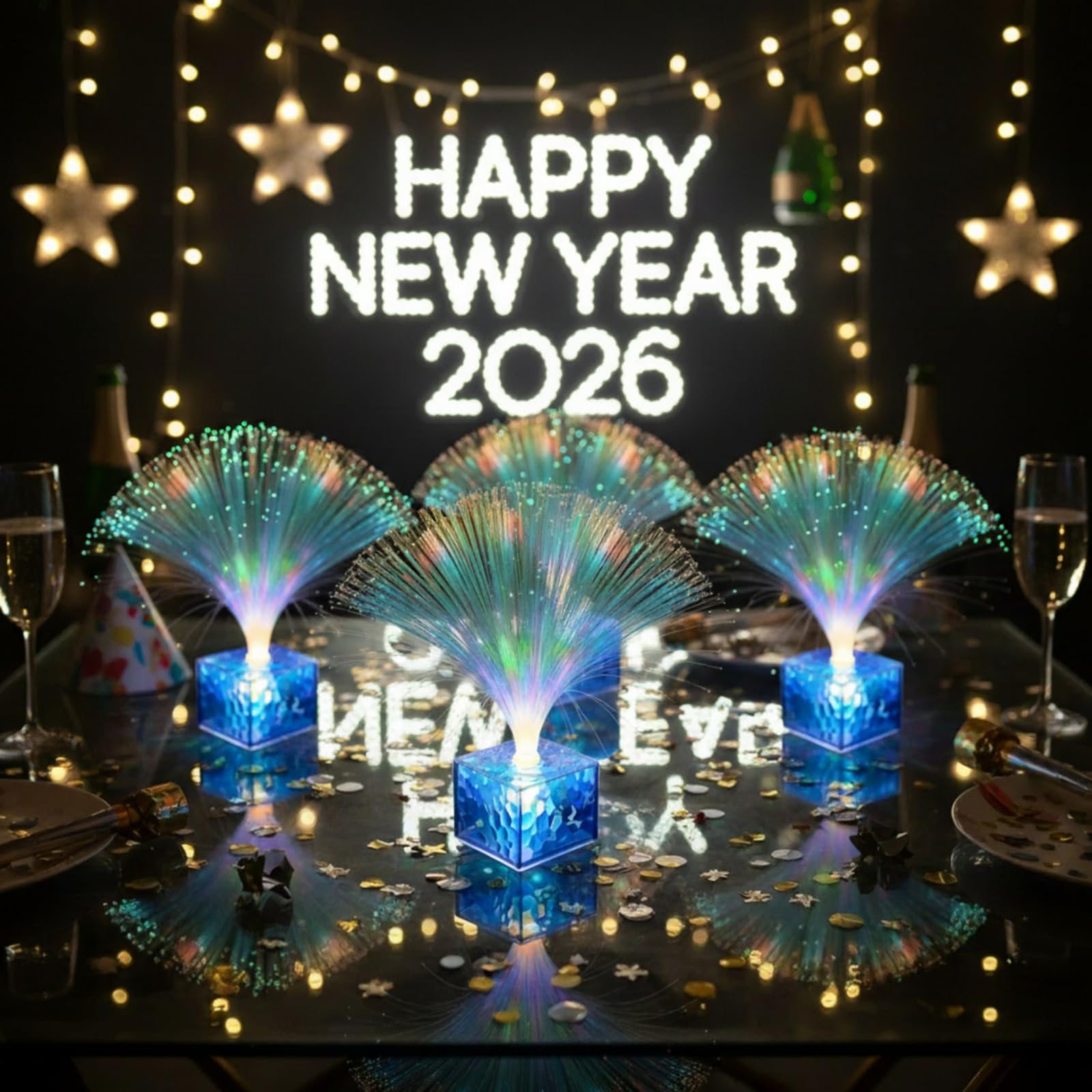Amylove LED party lights blue fiber strands brighten lively events.