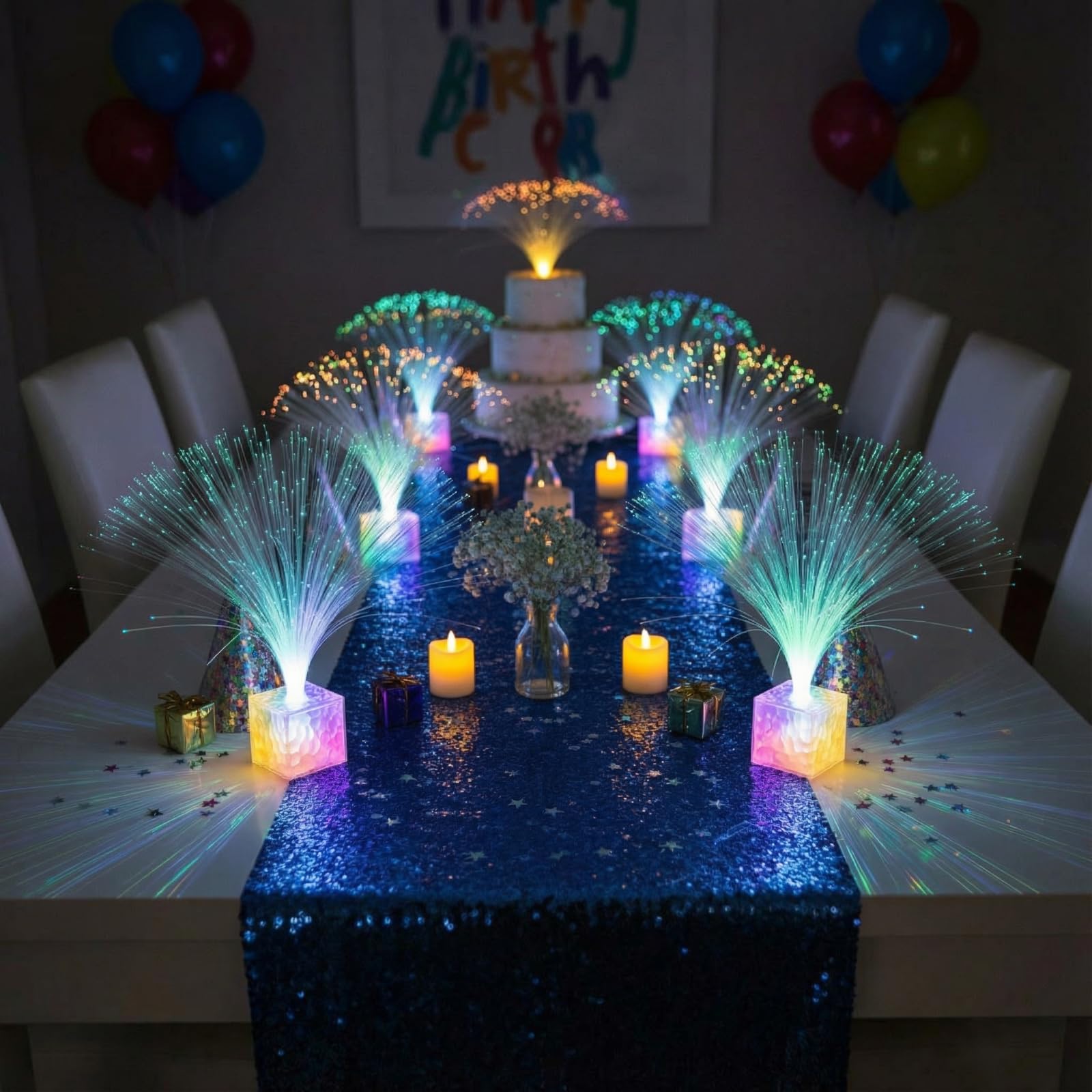 Amylove wedding reception centerpiece lamps illuminate tables with color