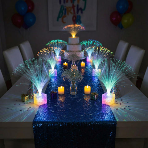 Amylove wedding reception centerpiece lamps illuminate tables with color