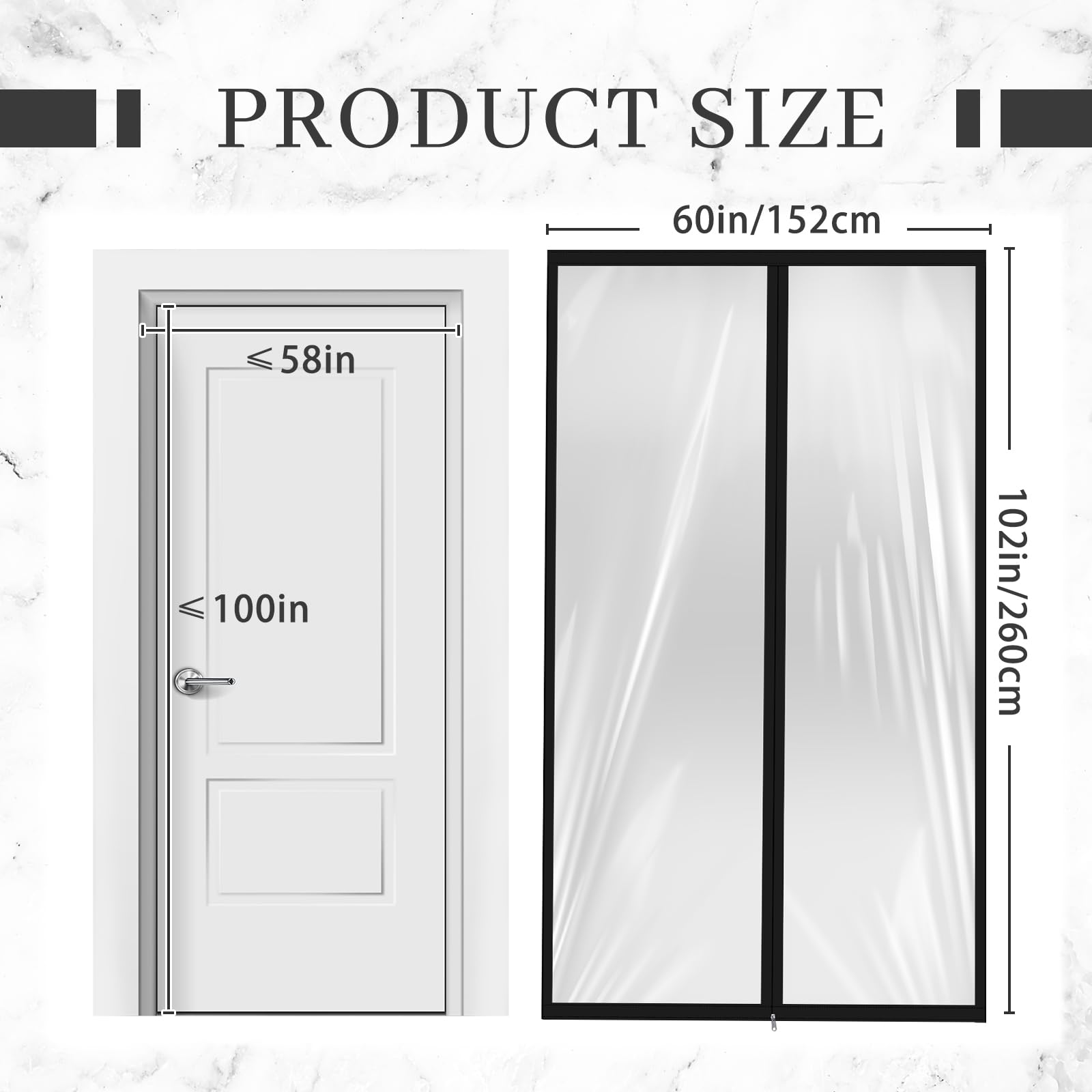 Amylove zipper dust barrier door installed seal protecting doorway