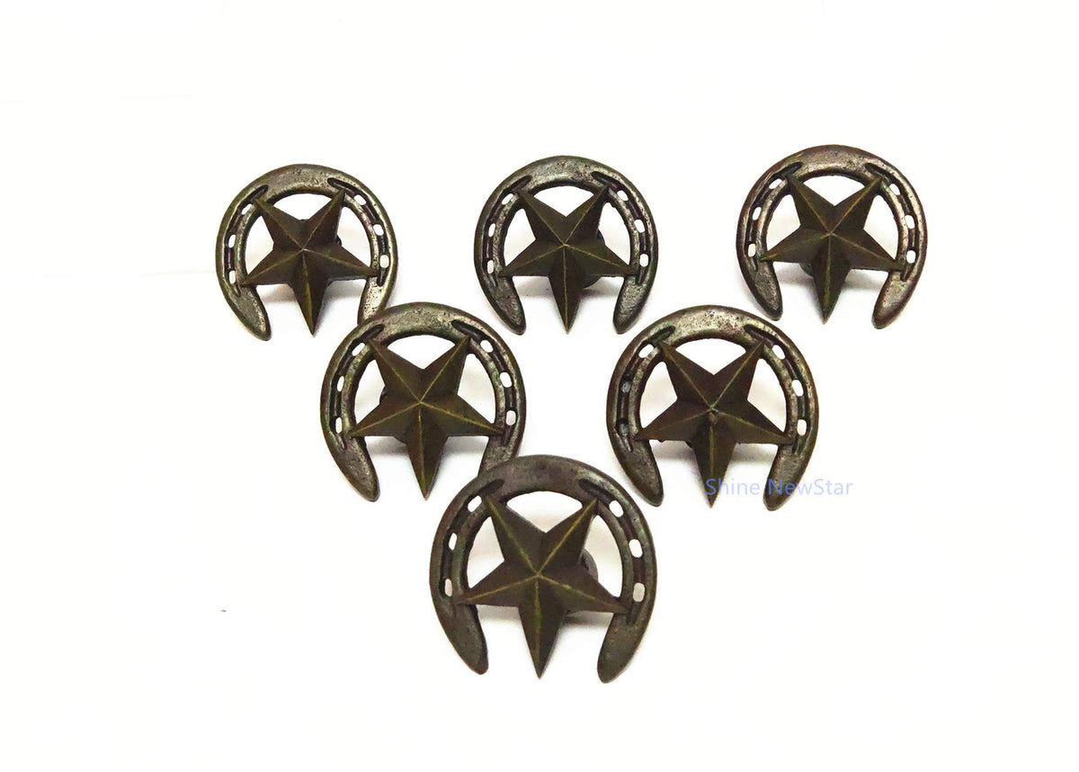 Amyoxu cowboy horseshoe drawer pull front view adds vintage country charm.