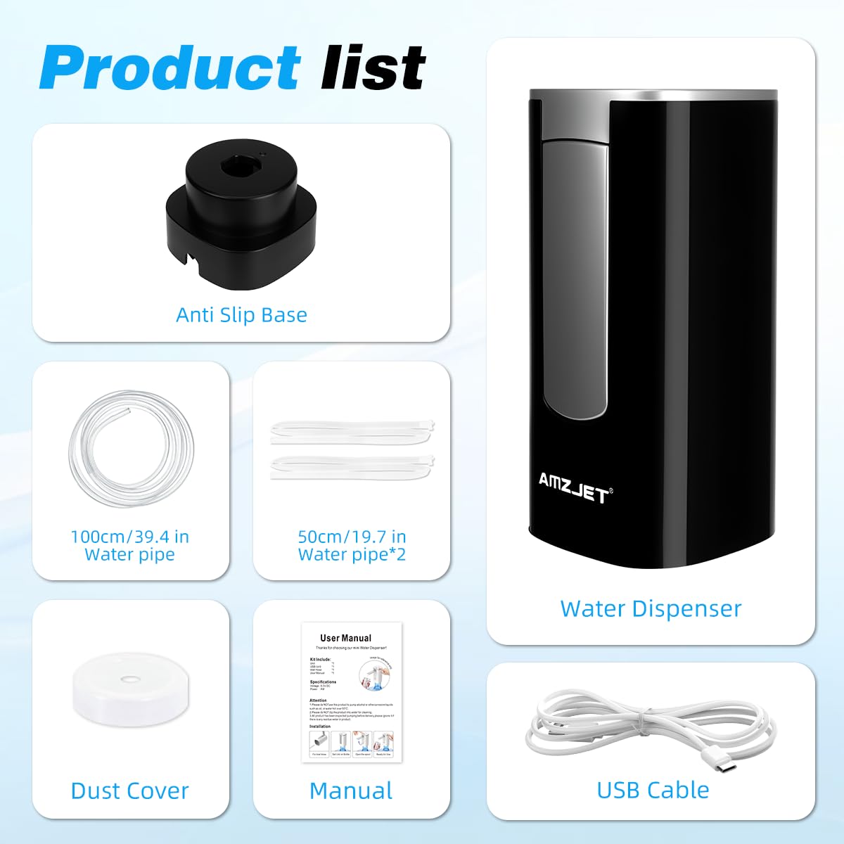 Includes hoses and accessories for easy setup.