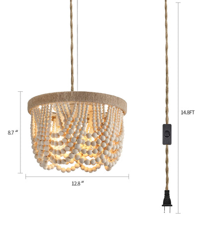 AMZASA boho farmhouse light hangs with handmade rope texture.